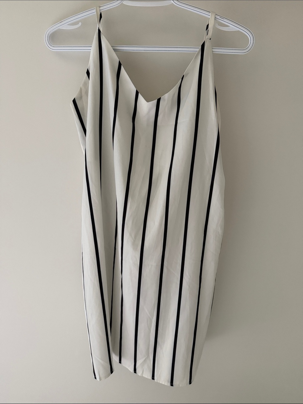 SHEIN White Mini Slip Dress with Black Stripes